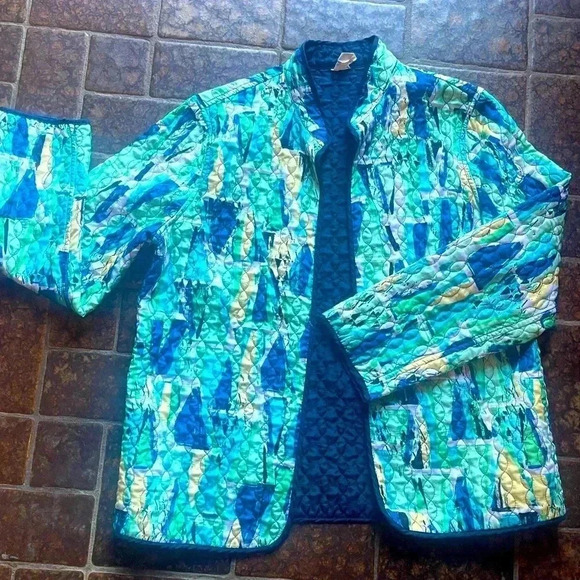 Quilted Jacket Alfred Dunner size 8 geometric print EUC - Picture 1 of 4